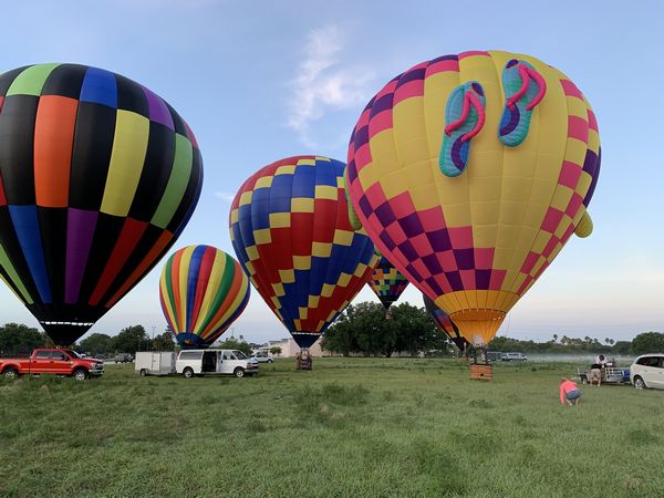 Hot air balloons launching in the Disney World area